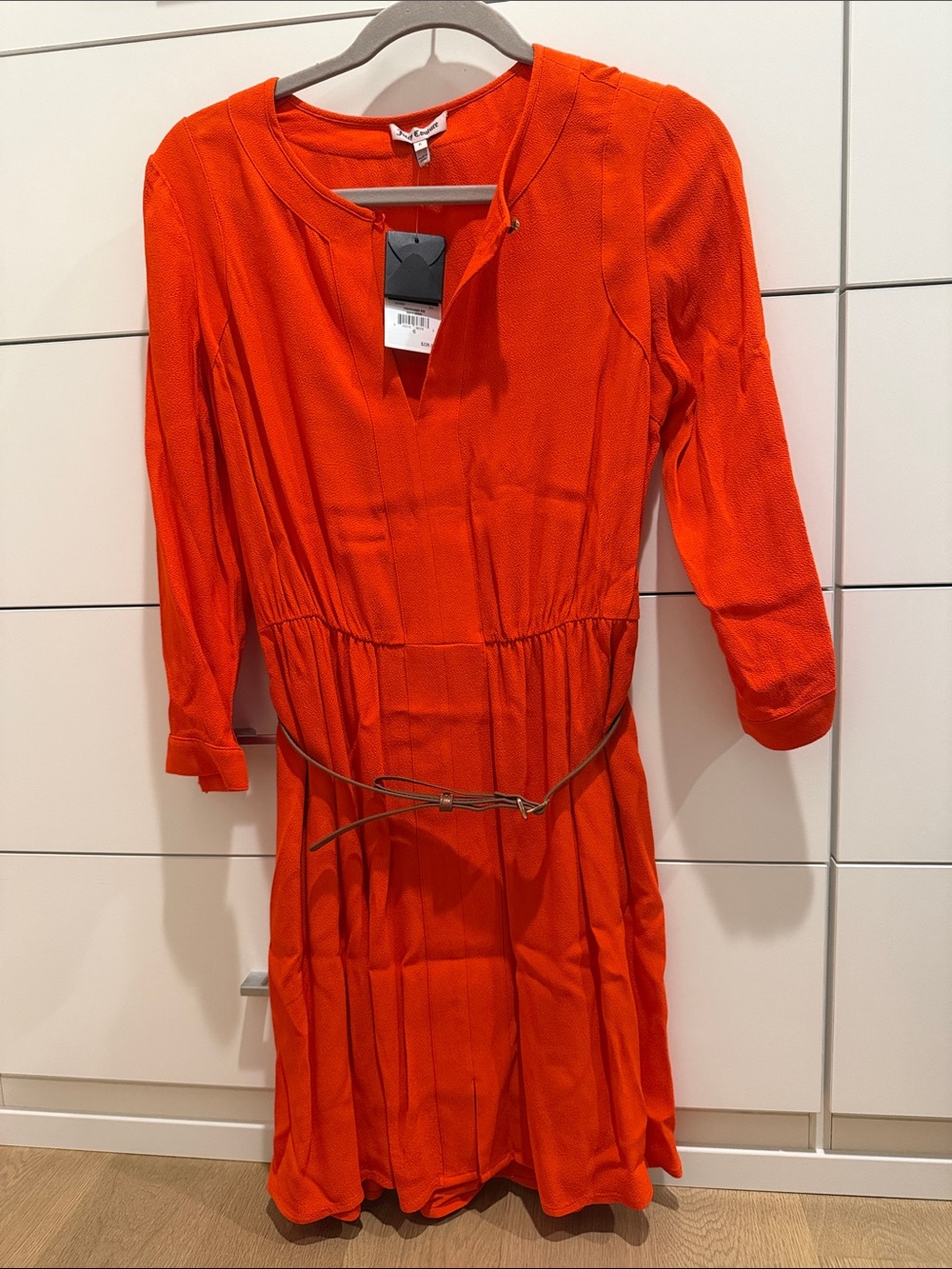 Juicy Couture Bright Orange Women's Long-Sleeve Belted Dress